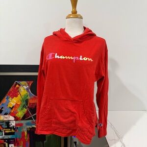 Champion Scarlet Hoodie with Multicolor Logo